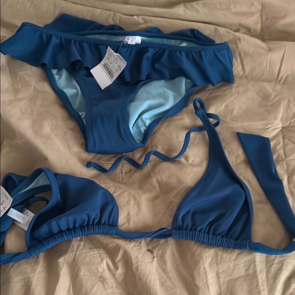 Blue Ruffled Bikini Set
